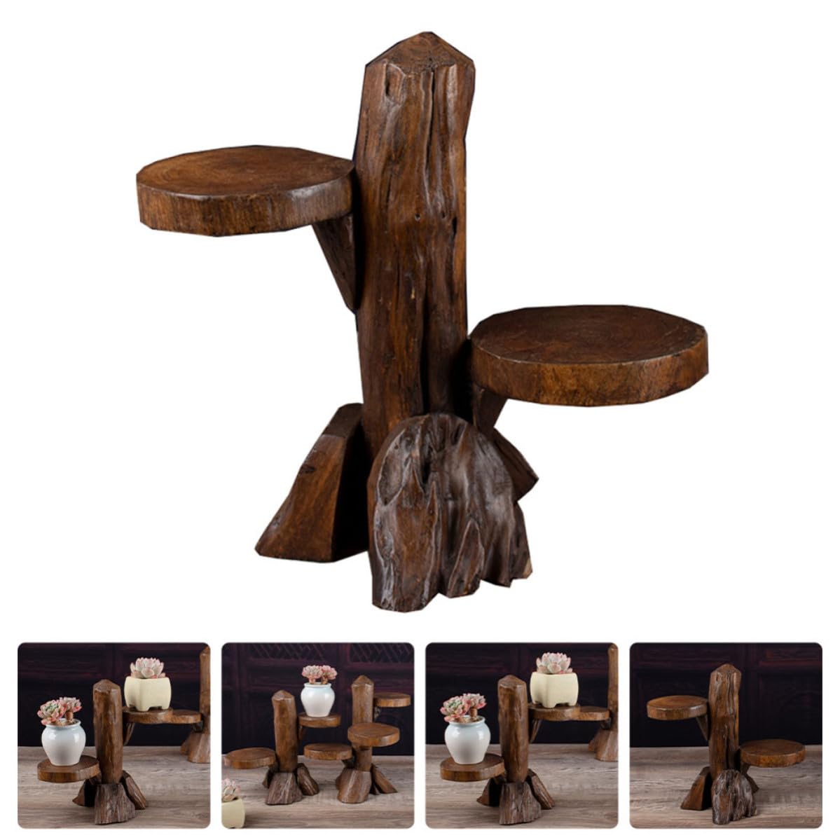 Tofficu Supporto Verticale per Piante Mini in Legno, Autoportante