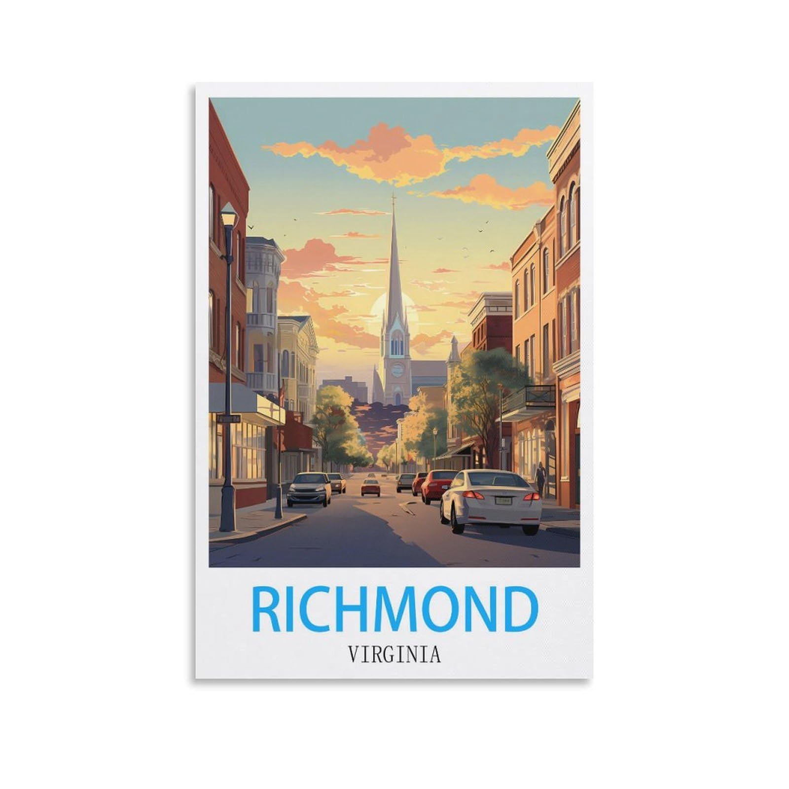 Metal Tin Sign,Richmond Virginia,Metal Tin Sign Metal Wall Plaque for Home Living Room Bedroom Bar Club Men Cave Wall Art Decor 30x30cm