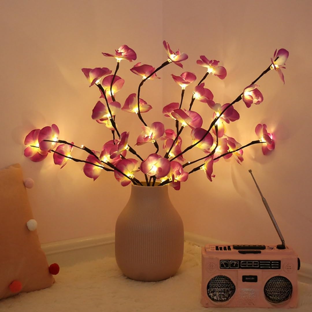 Ulalaza 70cm 2 Branches 40 LED Bulbs Twig Lamp Battery Operated LED Lighted Willow Branches Vase Fillers Use for Christmas Home Party Decoration Indoor Outdoor