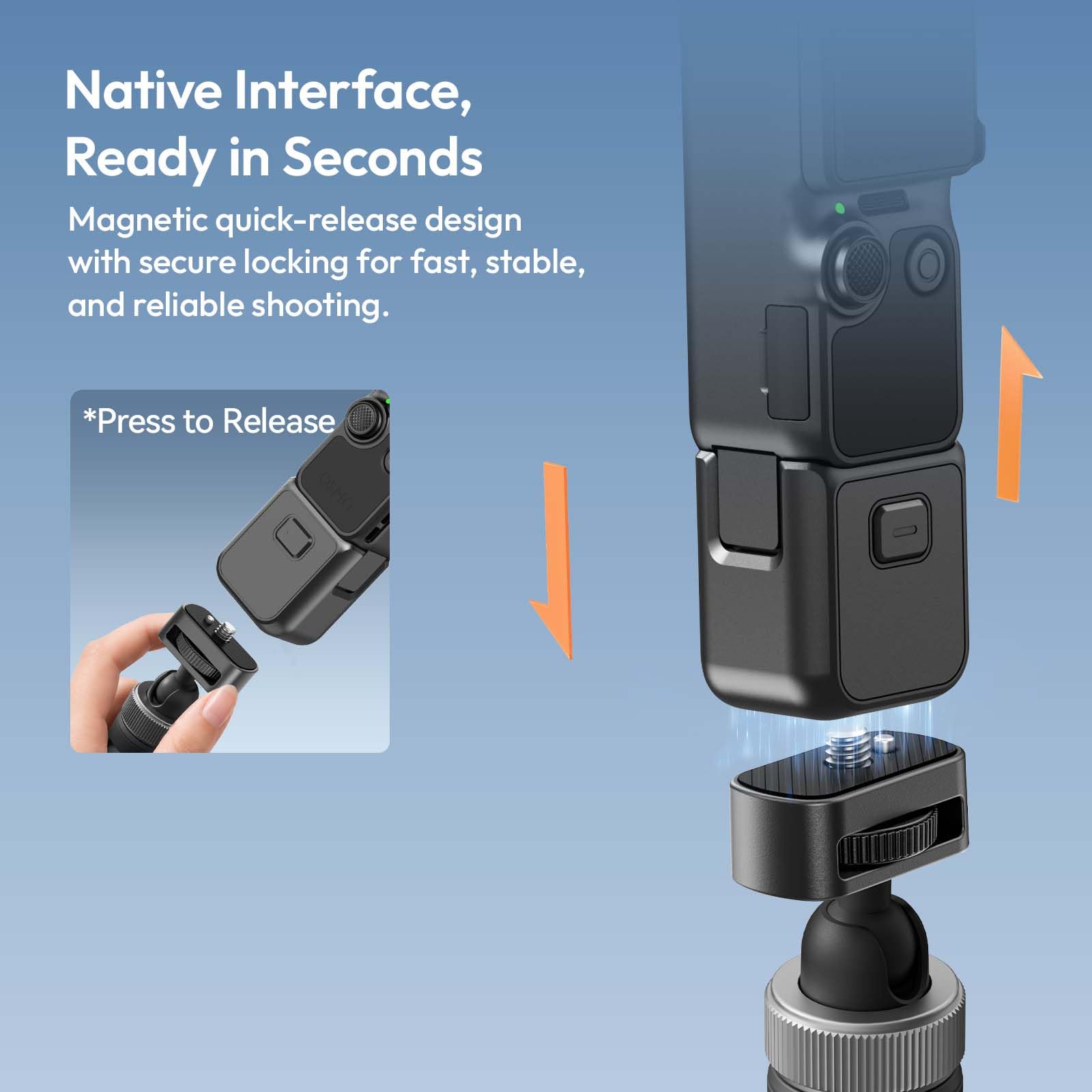 ULANZI MT95 Mini Stativ für DJI Osmo Pocket 3 4 and Other 1/4" Schraube Cameras | 3-in-1 Selfie-Stick, Stativ, ausziehbarer Verlängerungspol, leichtes Taschengrip für Action-Cams