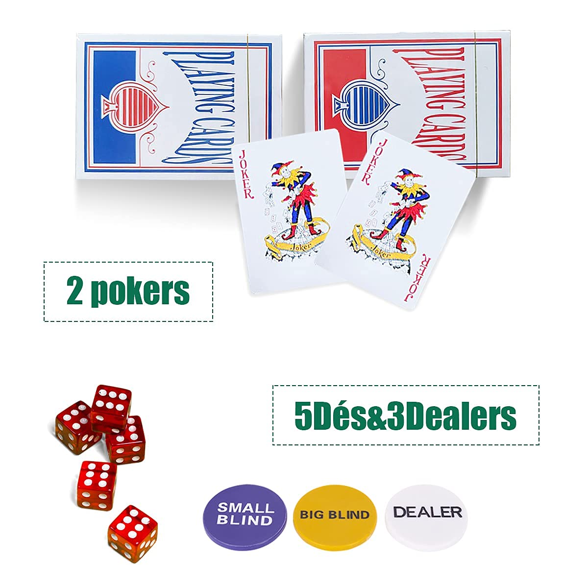 GOPLUS Maletín de póker de Aluminio Profesional con 500 fichas y 2 Juegos de Tarjetas, 3 Dealers, 1 Alfombra, Juego de Poker de Estilo Casino, Juego de póker para casa y Casino (Negro)