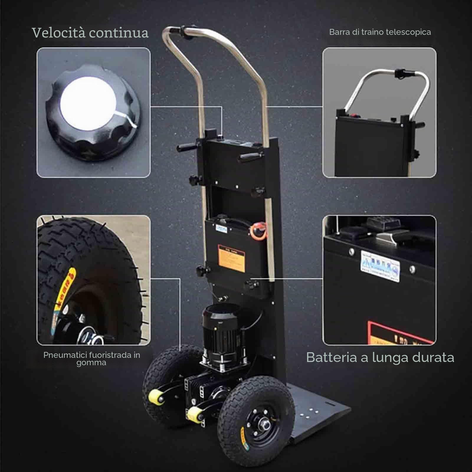 Carrello montascale Elettrico da 1200 W, capacità di carico (400 kg), Motore brushless, Batteria Rimovibile, Sali e scendi Le Scale Senza Sforzo, Facile da Usare e Portatile,1200w