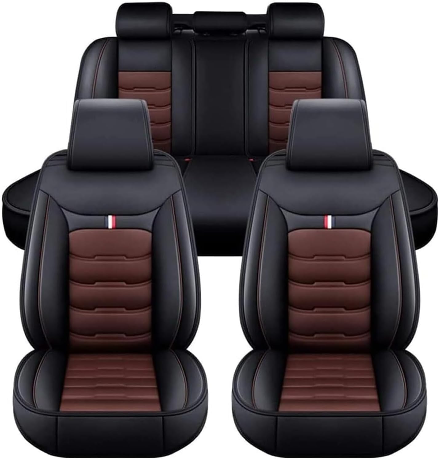 Housse de Siège Voiture pour VW Tiguan R-Line 2019-2025, Résistant à l'usure et Respirant, Facile à Nettoyer, Respectueux de l'environnement et sans Odeur,4.(Black Coffee)