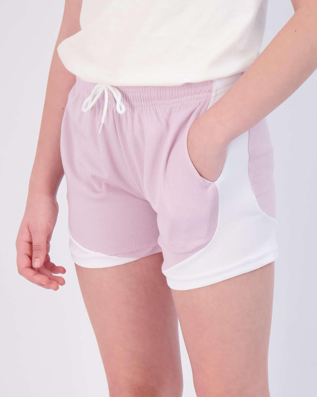 Real Essentials 4 Pack: Girl's Mesh Athletic Running Shorts with Pockets Teens Kids Youth Performance Gym Basketball - Image 3