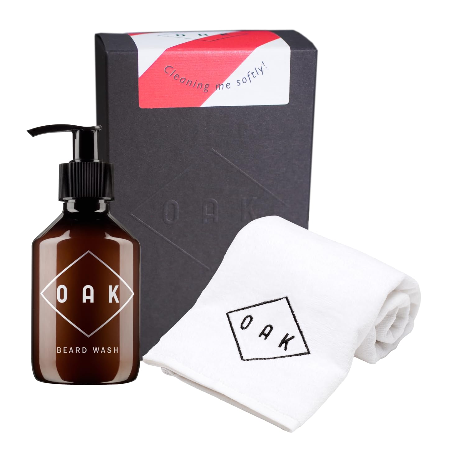 OAK Kit de nettoyage pour barbe GENTLE BEARD I : contient un shampoing doux pour la peau (200 ml) et une serviette veloutée (40 x 50 cm). Cosmétiques naturels végétaliens certifiés de Berlin.