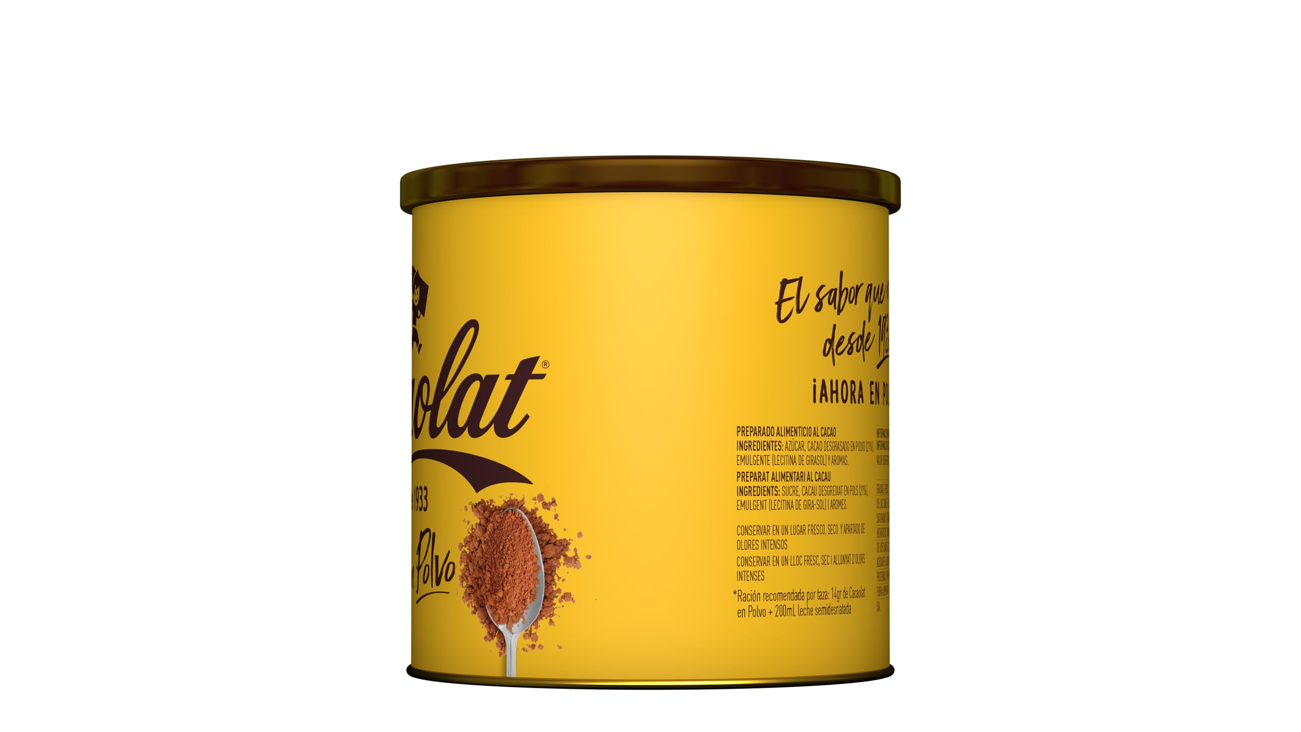 Cacaolat – Cacao en polvo soluble – Sabor tradicional con 45 % cacao – Ideal para leche caliente o fría – Bote 300 g