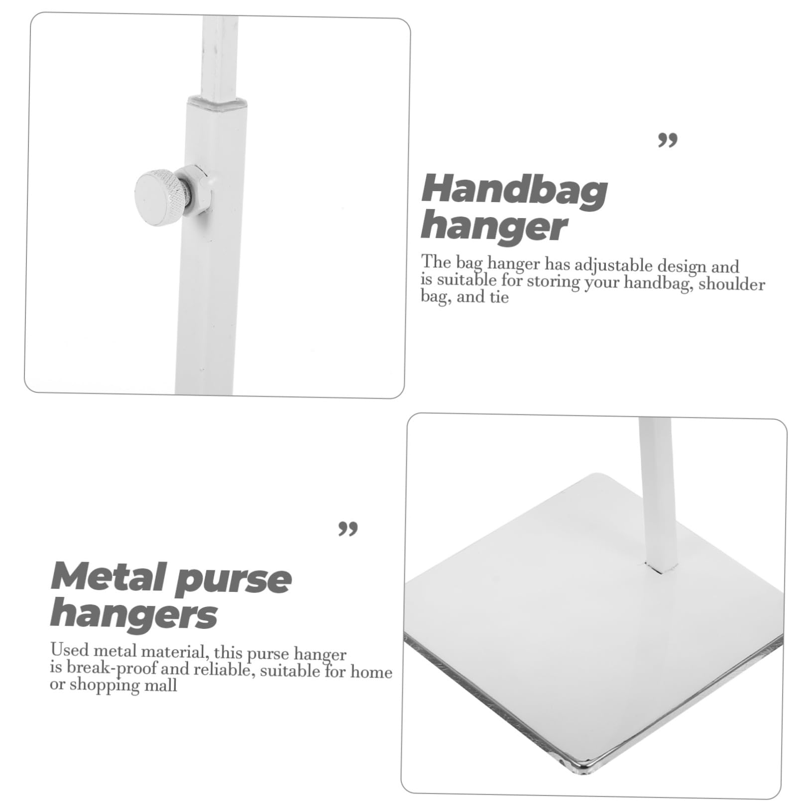 Soporte Colgante para Bolso de Metal Blanco, Altura Ajustable 39-70 Cm