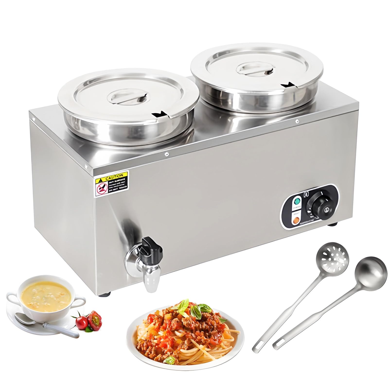YXZQLOZ Commercial Electric Soup Warmer with Adjustable Temperature, Stainless Steel Bain Marie for Catering & Restaurants (7l X 2)