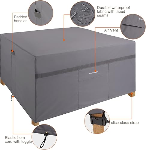 Miniatura 22 de Juego de comedor rectangular para exteriores para mesa y sillas de 90 pulgadas de largo x 64 pulgadas de ancho x 28 pulgadas de alto, impermeable