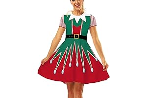 Ugly Christmas Dress for Women - Red and Green Printed Holiday Dress for Xmas