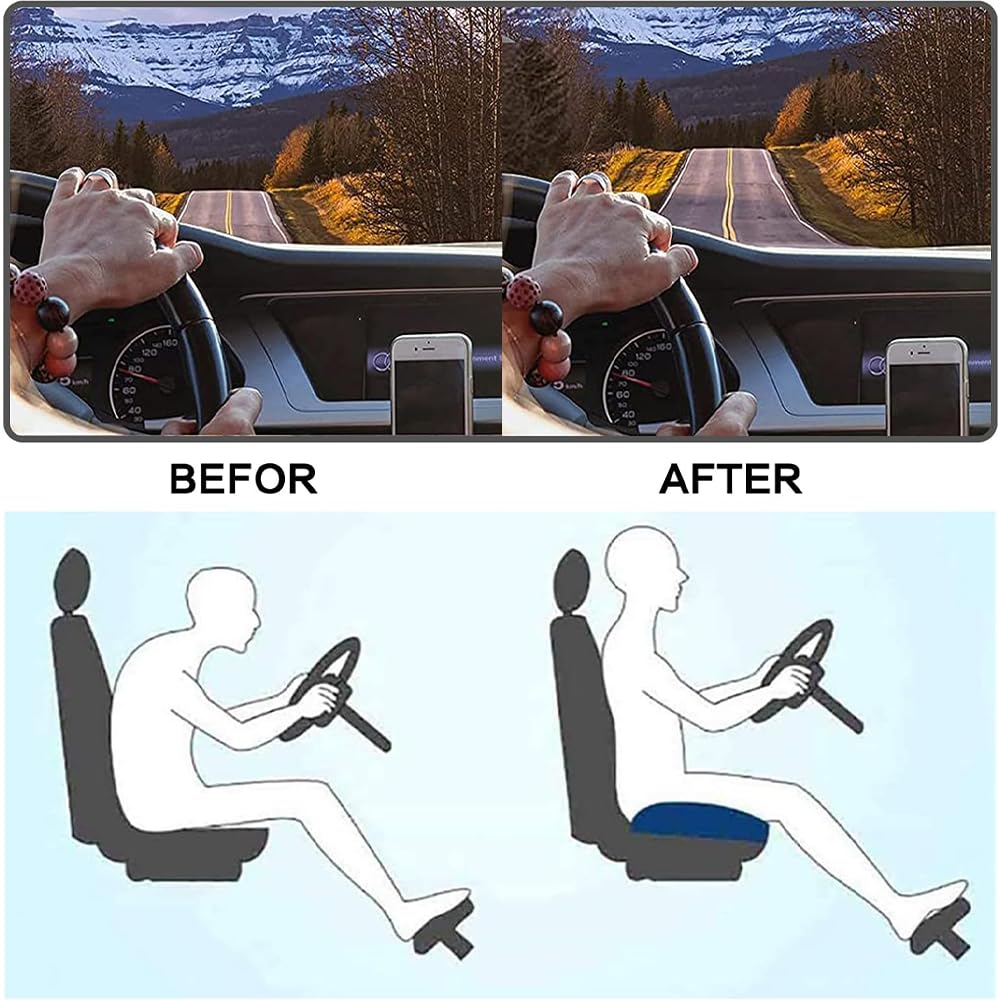 Cuscino per Sedile Auto, Cuscino in Memory Foam per Sedile Auto per Adulti, Cuscini per Sedile Auto per Guida, Cuscino per Sedile Auto Morbido e Confortevole per Altezza, Sedile Auto per
