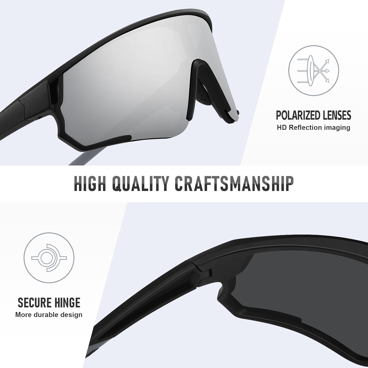 Polarized Sports Sunglasses for Men Women UV Protection Cycling Bike Running Wrap Around Sun Glasses - Image 4