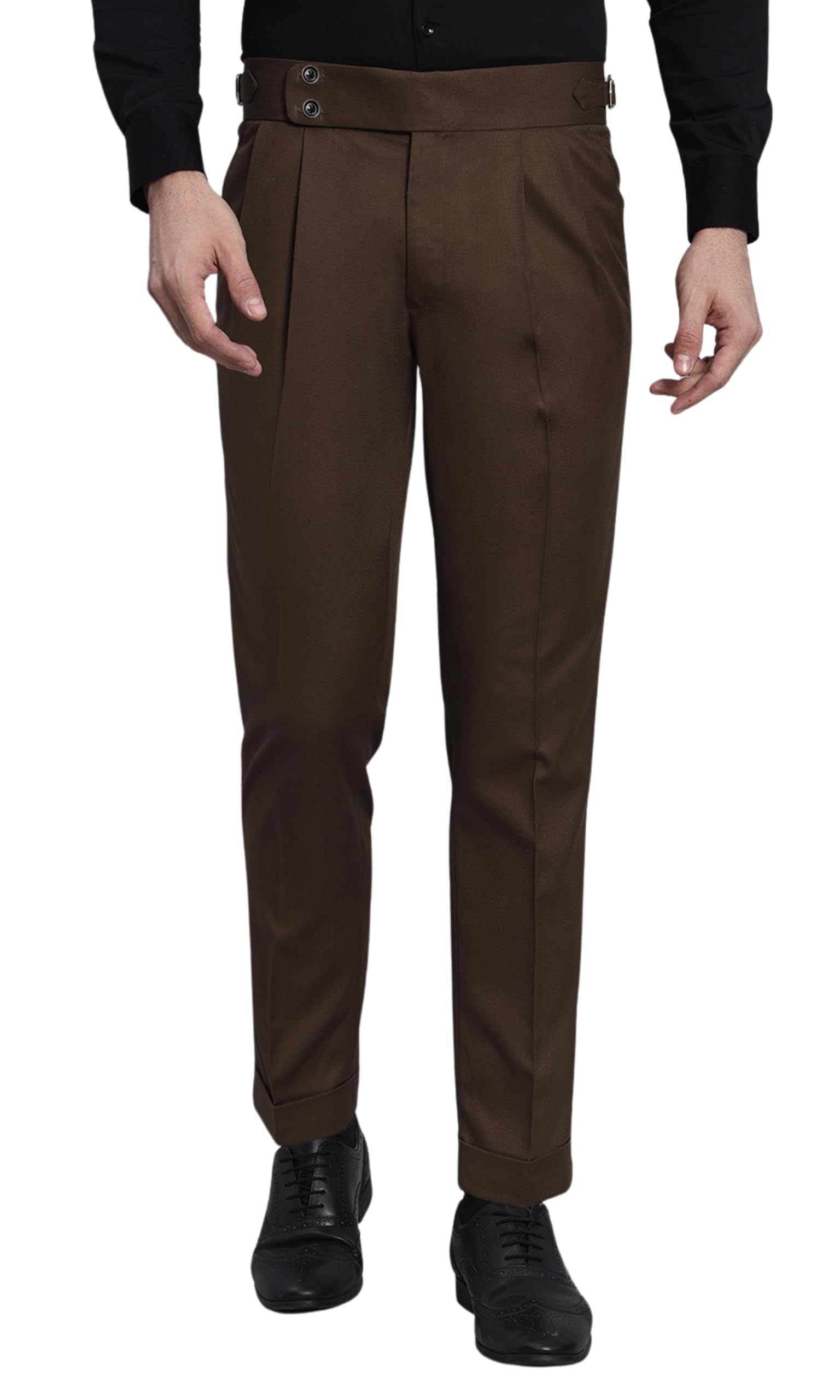 Gurkha Pants for Men | Trouser for Men | Formal Pant | Double Button | Regular Fit Trouser High Waist Pleated Casual Trousers | Straight Leg Pants for Office Smart Casual Travel Party-picture-42