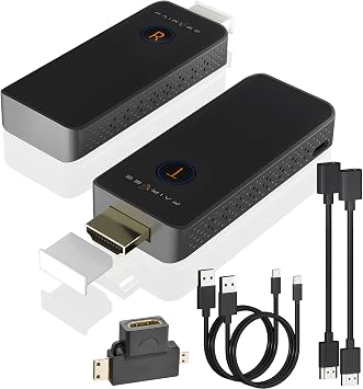 Wireless HDMI Transmitter and Receiver, 4K Decode 1080P Output, Plug&Play Portable HDMI Wireless Extender Kit, Support 5.8G/2.4G @60Hz/100ft 1