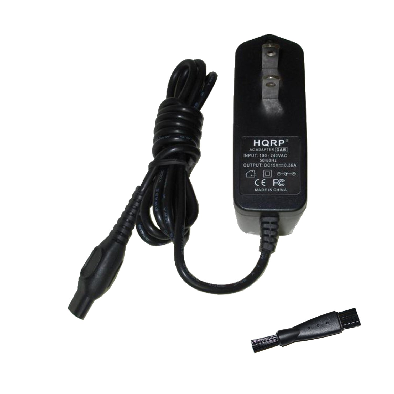 HQRP AC Adapter for Philips Norelco 9170XLCC 9190XL 9195XL BG2040 CC5060 HQ8845 HQ8850 HQ8870 HQ8875 HQ8880 HQ8882 HQ9020 HQ9195 HS8060 HS8460 RQ1051 RQ1061 Cool Skin Shaver +Cleaning Brush