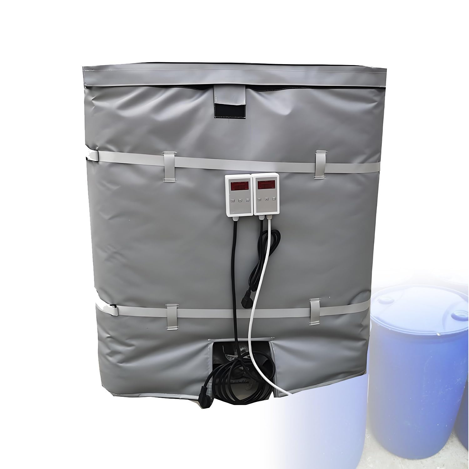 Riscaldatore a Secchio 200L/1000L per fusti, Coperta riscaldante per fusti di Grado Industriale/Resistente alle intemperie, per cisterne in plastica IBC e Tubi Gray-120℃1000L