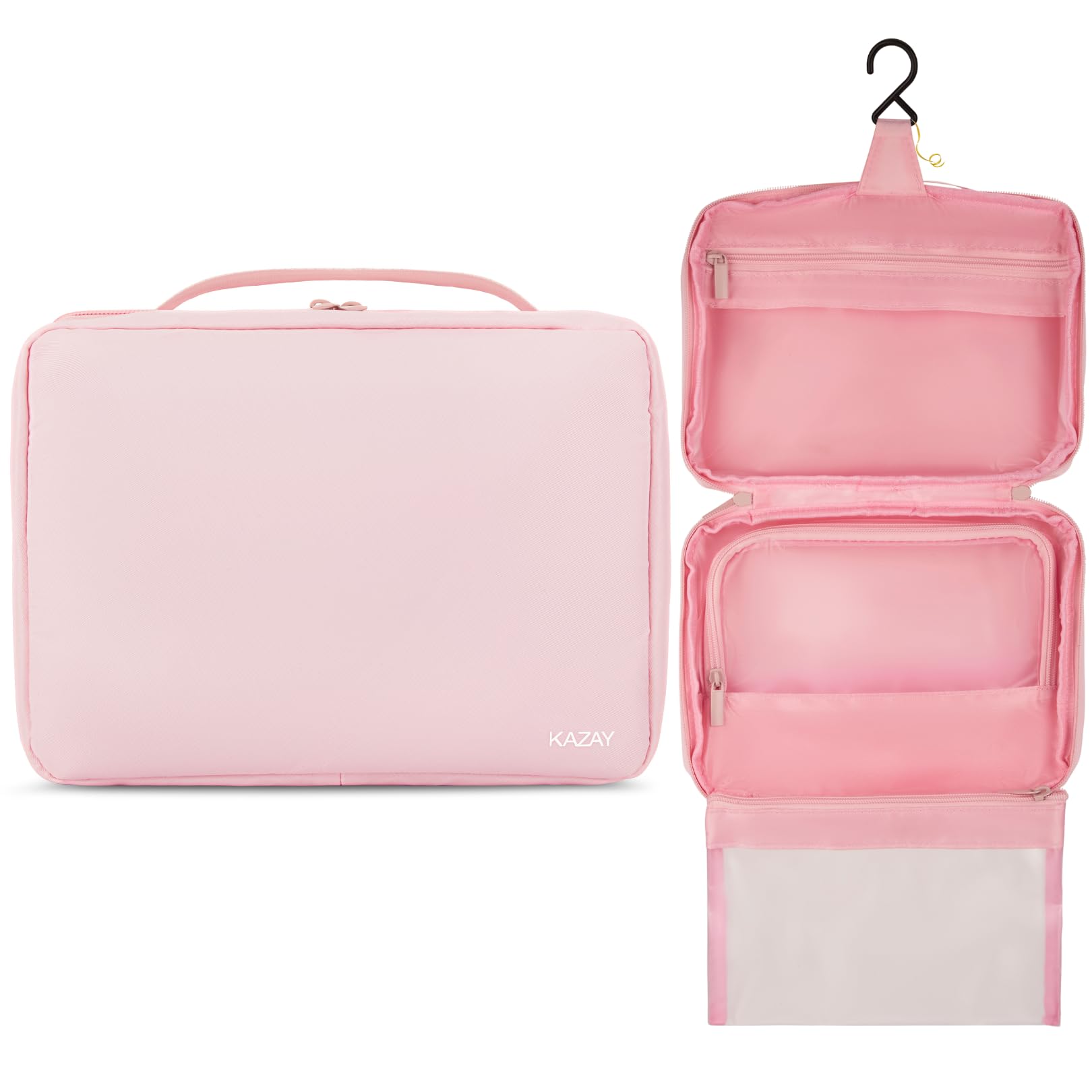 KAZAY Hanging Toiletry Bag with TSA Approved Detachable Pouch, Travel Toiletry Bag, Water Resistant, Premium Nylon, Travel Size Toiletries, Cosmetic