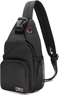 Crossbody Sling Backpack Men and Women Sling Bag Shoulder Backpack Travel Hiking Chest Bag Daypack (Black)