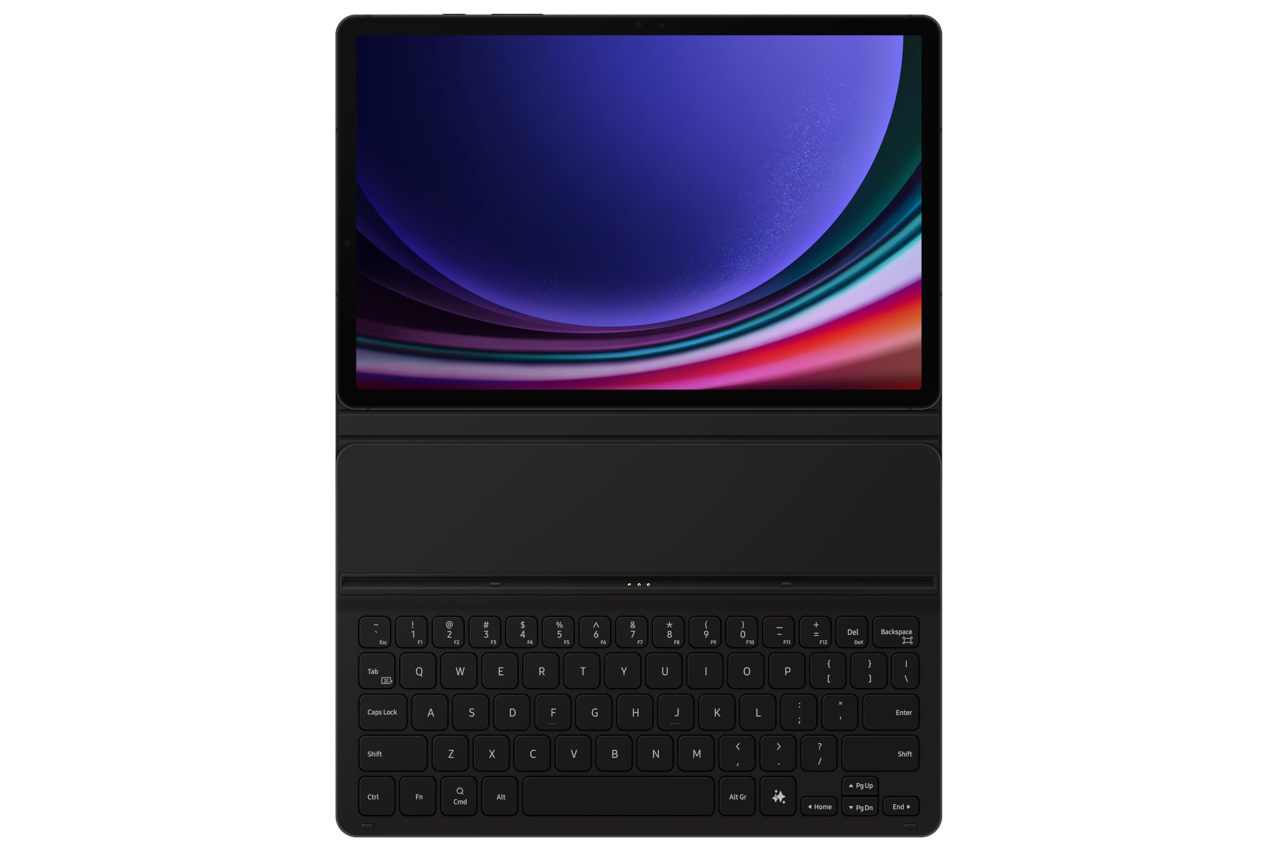 Samsung Book Cover Keyboard Slim EF-DX720 für das Galaxy Tab S10 Lite FE S9 mit QWERTZ-Tastatur und AI-Taste, Einteilige schlankes Design, S Pen Fach, Black