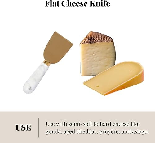 Miniatura 4 de The Bamboo Abode Juego de 3 cuchillos de queso de mármol premium, accesorios de charcutería dorada y blanca, regalo de inauguración de la casa,