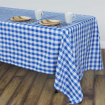 BalsaCircle 90-Inch x 132-Inch Blue Checkered Tablecloth Table Linens Wedding Party Events Decorations Kitchen Dining Catering