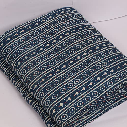 INDACORIFY Indigo handgefertigte Kantha-Quilts aus Baumwolle, böhmische Bettwäsche, Tagesdecke, Größe 227,9 x 268,4 cm Cover