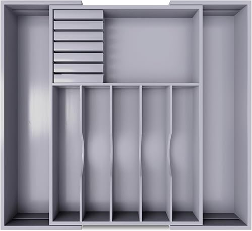 Miniatura 8 de Organizador de cajones de cocina expandible  Bandeja organizadora de 100 % bambú premium  Ideal para cubiertos, utensilios grandes, cubiertos,