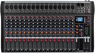 CK-160 Professional Mixer for Recording DJ Stage Karaoke Music Application w/USB Drive for Computer Recording Input, XLR Microphone Jack, 48V Power, RCA Output for Professional (16-Channel)
