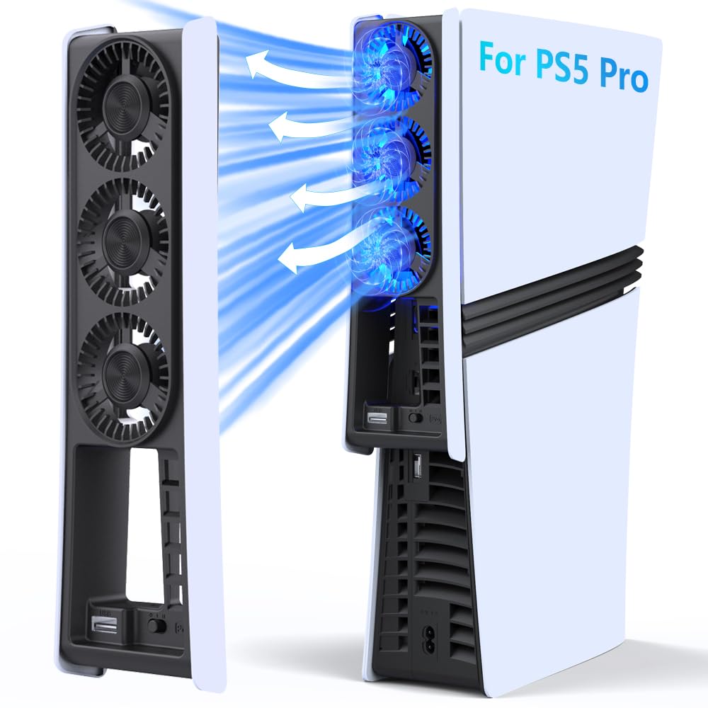 Cooling Fan for PS5 Pro Efficient Cooler with 3 Fans and Dynamic Speed Control Smart Sleep Mode Ultra-Quiet