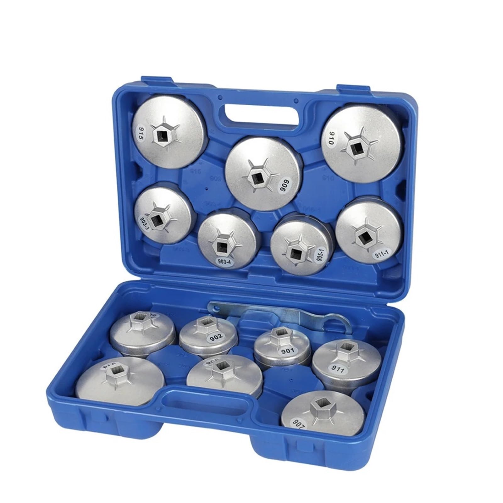 15pcs Set di rimozione chiave filtro olio Set di strumenti di rimozione chiave a tubo in lega di alluminio tipo tazza per riparazione auto Filtro per impianto urea