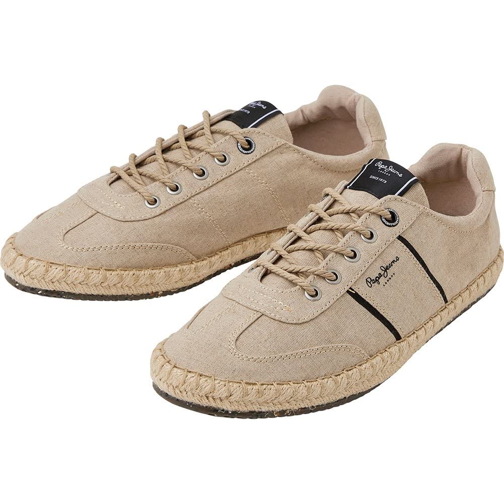 Pepe Jeans Men's Tourist Vegas Linen Sneaker, Ecru, 8 UK