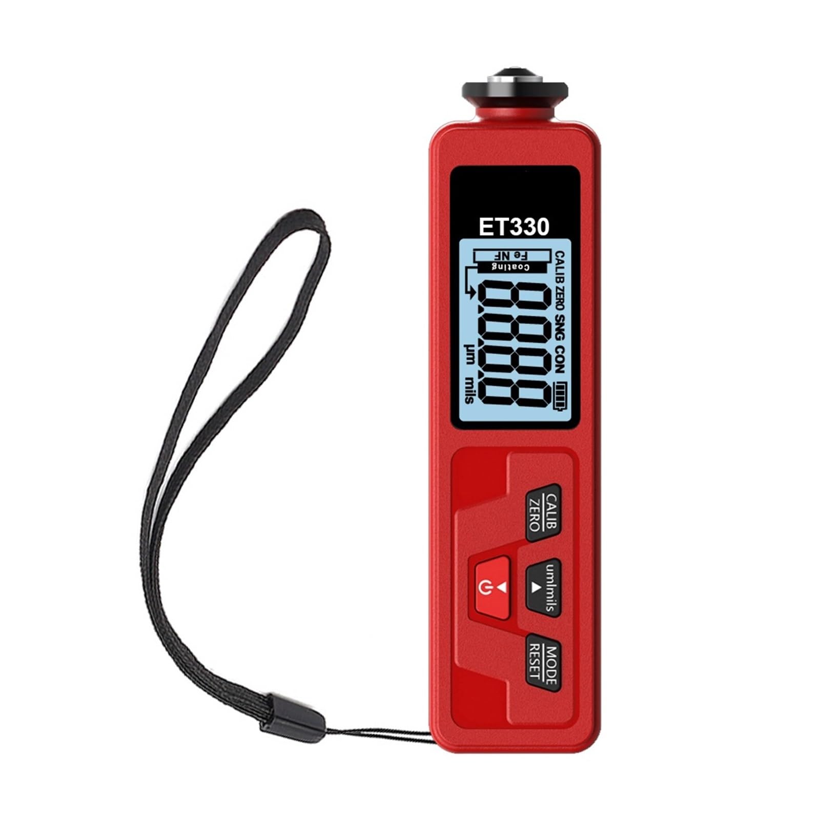 Schichtdickenmessgerät, ET330 + ZN Autolack Dicke Gauge Tragbare Beschichtung Dicke Gauge for Auto 0-1500um Fe & NFe Beschichtung tester Meter(Rood)