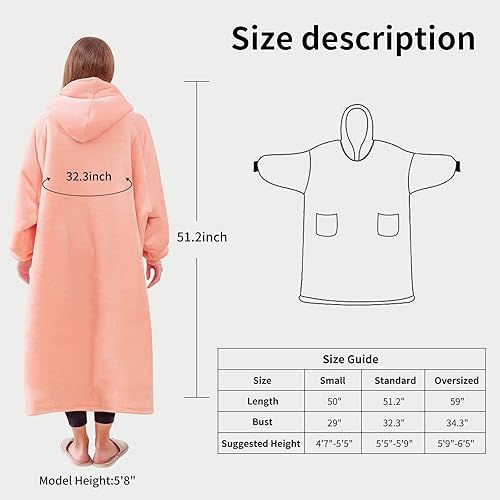 Miniatura 5 de Aisbo Manta con capucha de gran tamaño, sudadera larga de forro polar Sherpa para adultos, mujeres y hombres, manta cálida y cómoda de franela con