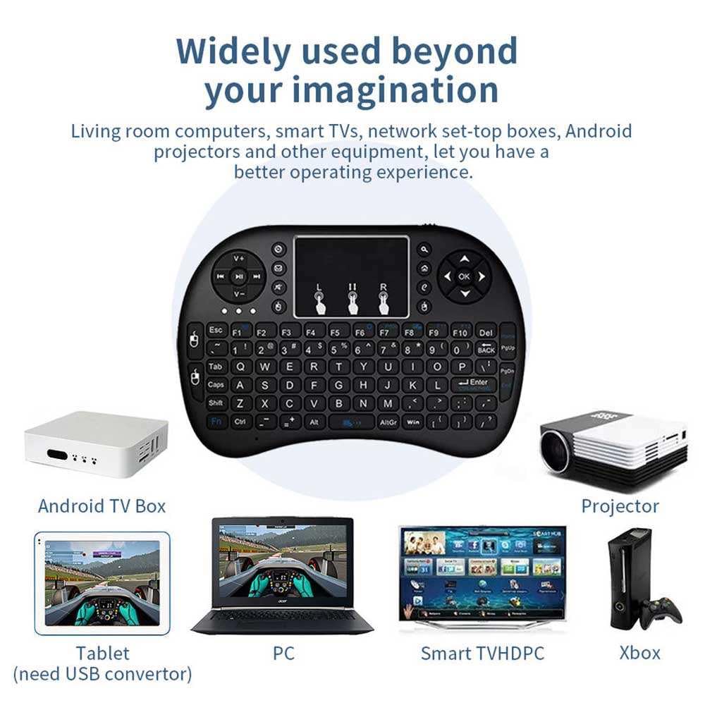 AJUK Wireless Mini Keyboard with Touchpad and LED Backlight - 3-in-1 Multifunction Remote Control for PC, Android TV, Gaming Consoles 2