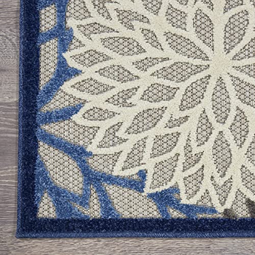 Nourison Aloha Indoor/Outdoor Blue/Multicolor 6' X 9' Area -Rug, Easy -Cleaning, Non Shedding, Bed Room, Living Room, Dining Room, Deck, Backyard, Patio (6X9) #TOP5