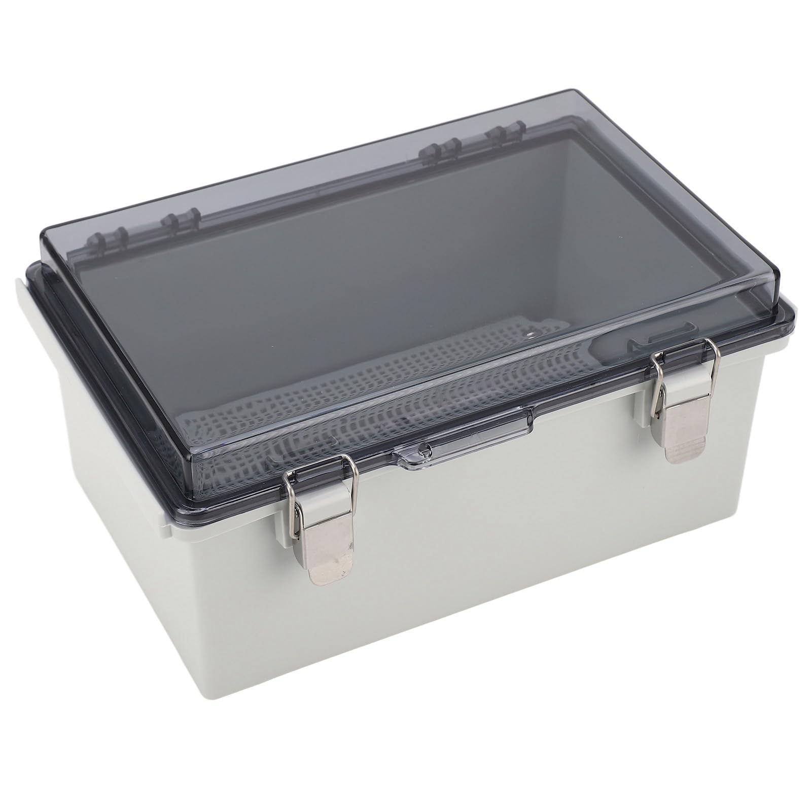 IP67-Abzweigdose aus ABS-Kunststoff, 290 X 190 X 140 Mm, Transparente Abdeckung, Wasserdichtes Elektrogehäuse mit Klappdeckel und Edelstahlschnalle für Innen- und Außenverkabelung