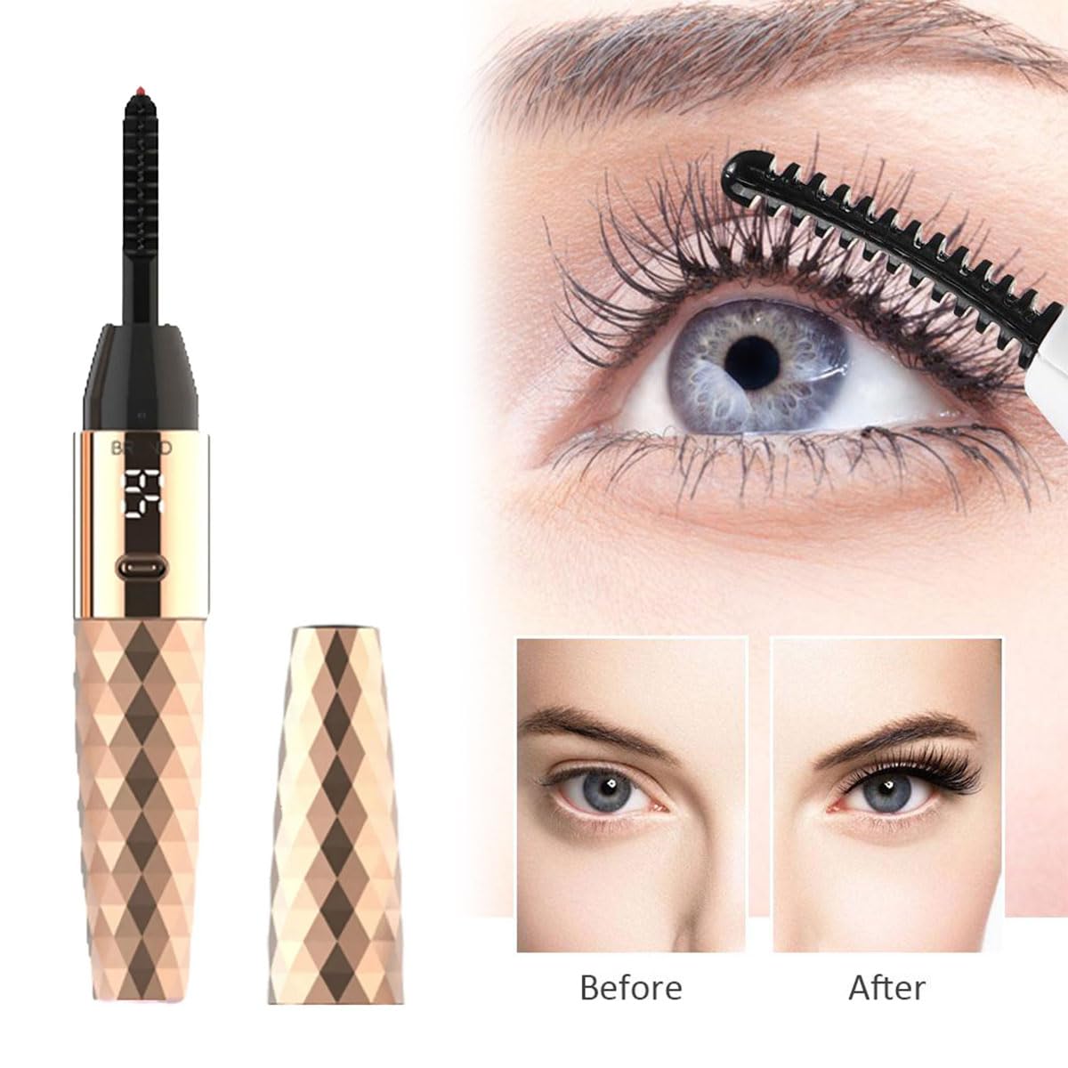 Recourbe Cils Chauffant Facturable Eyelash Curler Comb Recourbe-Cils Électrique Rechargeable Electric Eyelash Curler avec 2 Modes de Portable Électrique Chauffant Cils pour Tous Les Cils