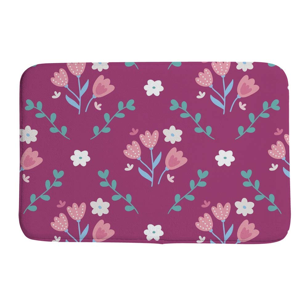 Tapis de bain antidérapant absorbant l'eau velours rose 78x50cm