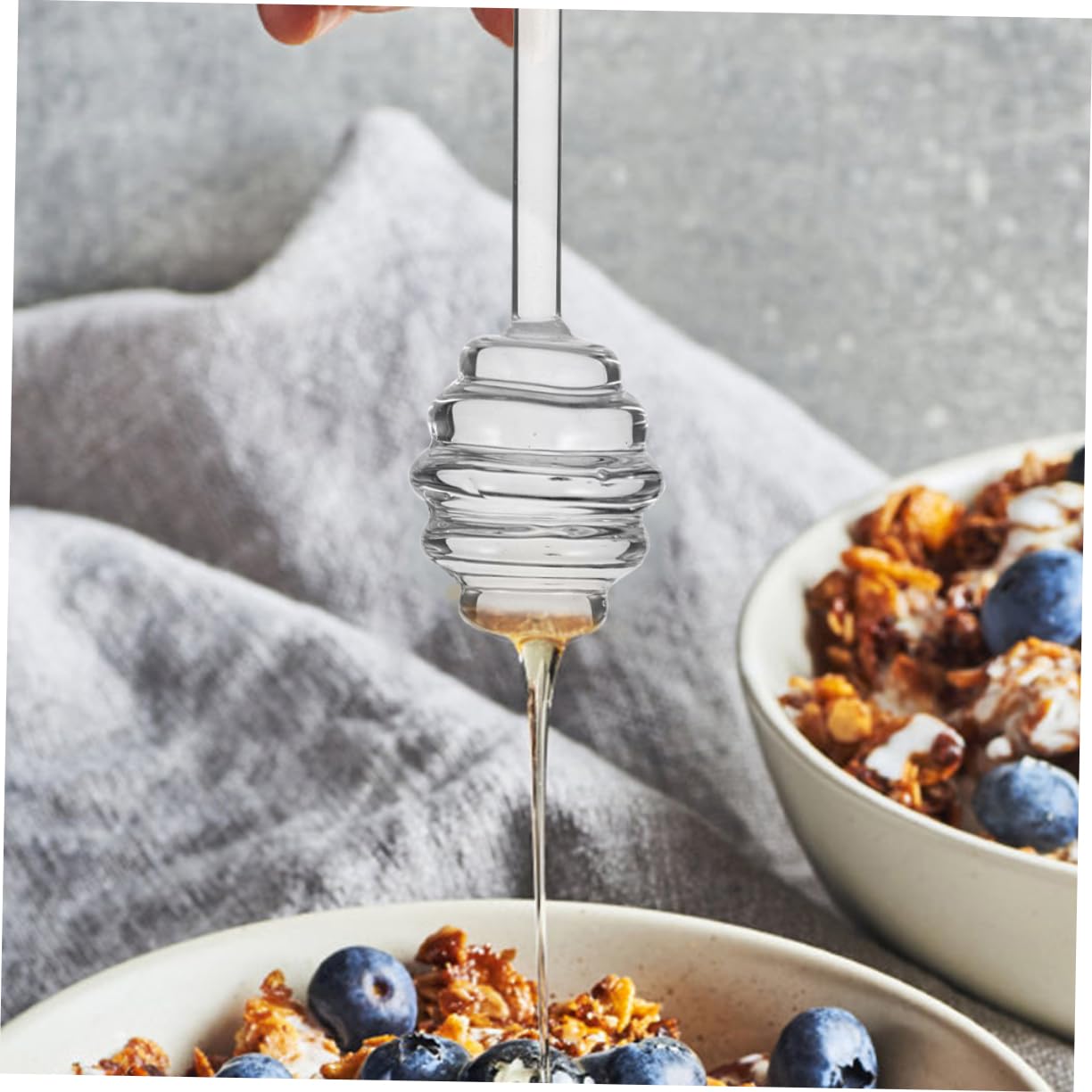 Unomor 2pcs Honey Stirrer Honey Stirring Spoon Honey Dipper Mini Scoops Honey Stirring Sticks Syrup Spoon Stick Wear-resistant Honey Stick Drizzle Honey Stick Glass Transparent re-usable