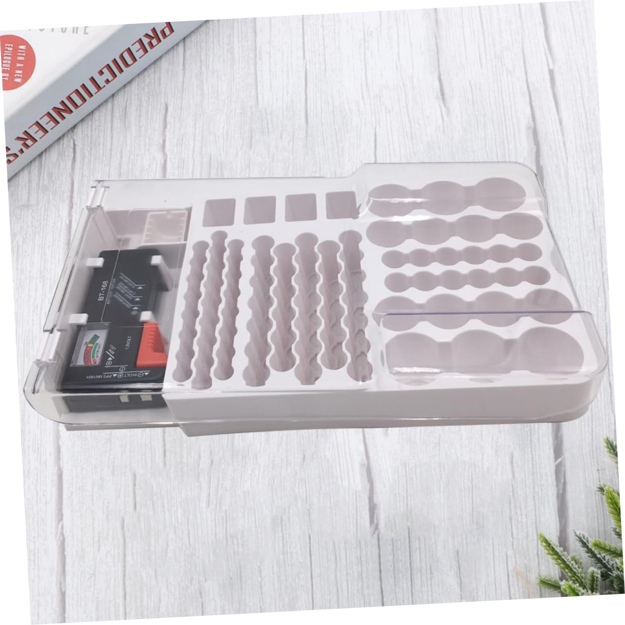 Organizer per Tester di Capacità Integrato, Custodia in Abs Bianco Grande Capacità per Uso Negozio, Supporto e Verifica Pile Aa Aaa