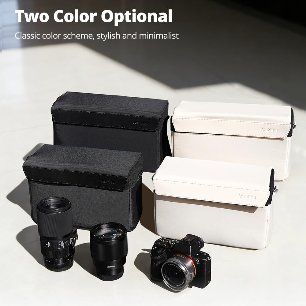 AMBITFUL D1 Cube Insert d'appareil photo, organiseur rembourré avec séparateurs pour appareil photo numérique sans miroir, noir/abricot (noir, M (5,2 L))