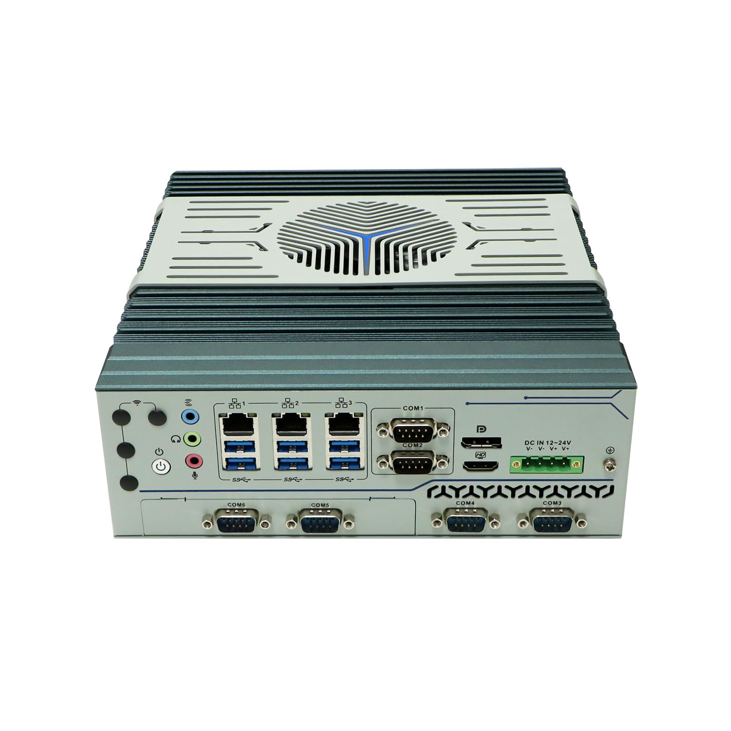 Industrial PC, Embedded Computer, I7 10700T, Windows 11 / Linux, IX14, TPM2.0, 3 x LAN, 6 x COM, DP, HDMI, 12-24V Phoenix Terminal, Support Watchdog, PXE, WOL, 16G RAM, 128G SSD