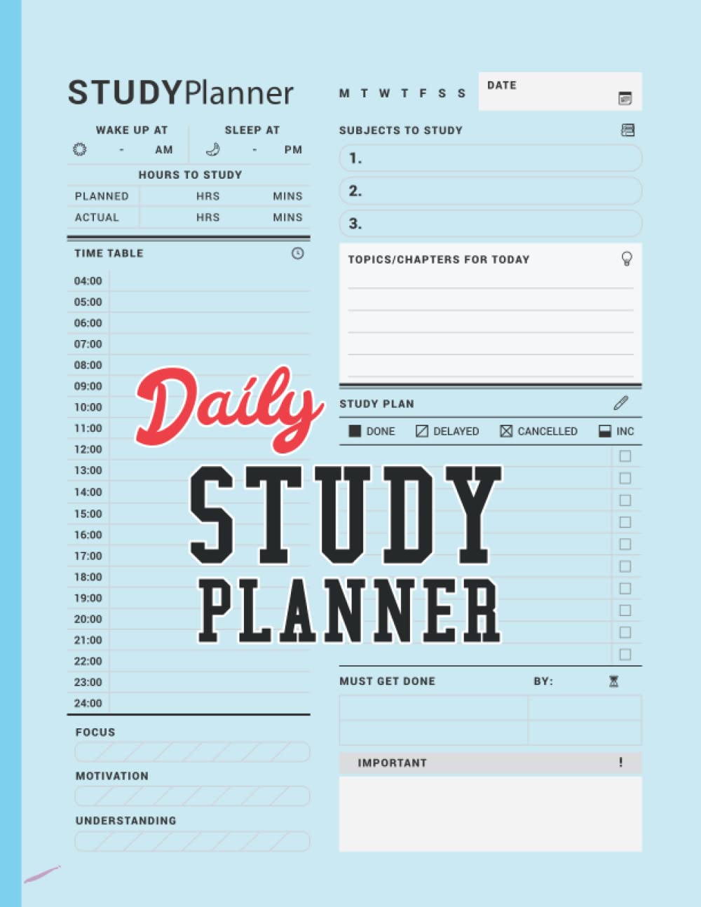 Daily Study Planner: Study Planner For College Students,Year Student Planner for High School,Study Planner Weekly