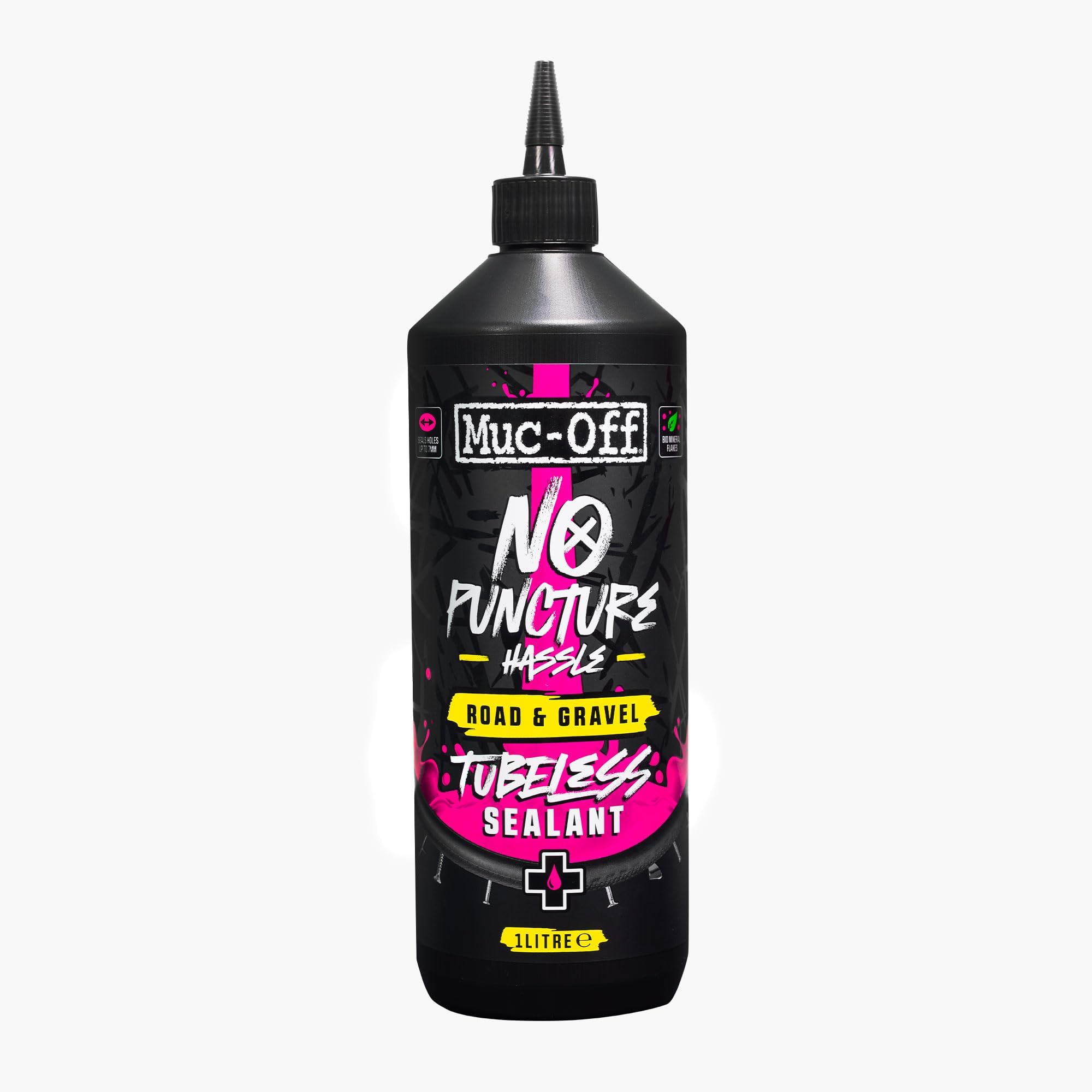 Muc Off Road and Gravel Tubeless Sealant - Biodegradable Fibre and Latex Formula - Seals Holes up to 7mm - Non-Toxic, Allergen-Free Puncture Protection