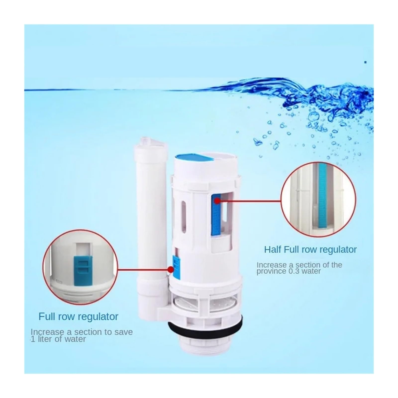 valvula llenado inodoro Válvula de drenaje de inodoro dividida | Salida de agua de dos botones Accesorios for tanque de llenado de doble descarga Cisterna(21cm)