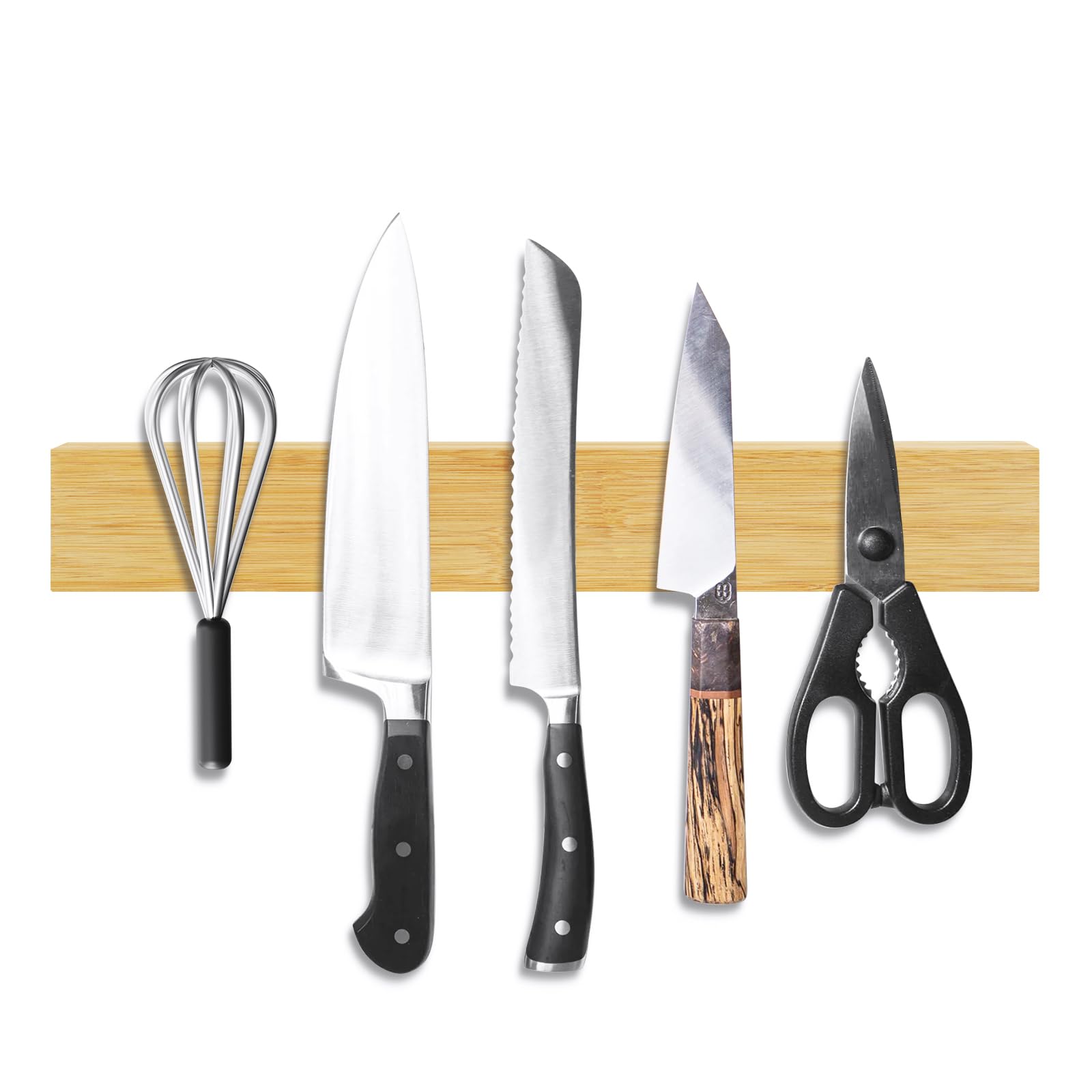 Aolso Magnética para Cuchillos，30cm Barra Magnética para Cuchillos，Portacuchillos Magnético de Madera，Puede Absorber Herramientas de Hierro,Soporte Magnético Cuchillo con Autoadhesivo