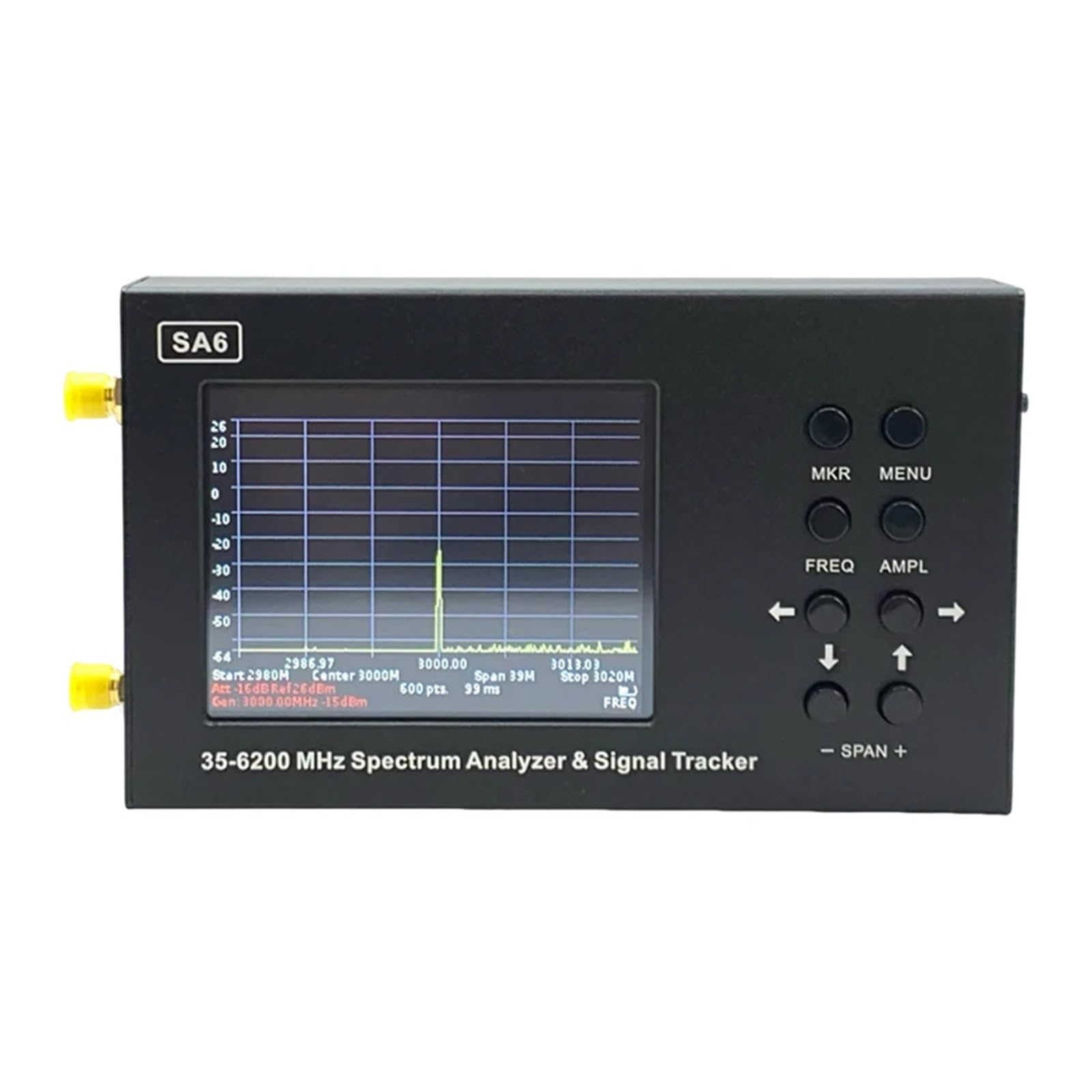 Analizador de Espectro, Generador de señal de espectro SA6 35-6200 MHz 3G 4G LTE CDMA DCS GSM GPRS GLONASS Analizador de espectro y rastreador de señales Pantalla de 3,2 pulgadas