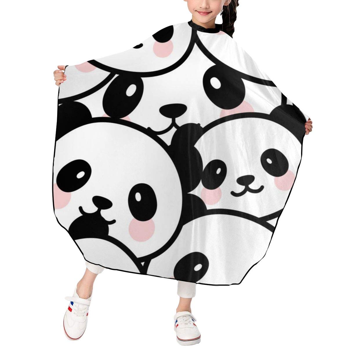 Kids Haircut Barber Salon Cape for Hair Styling, Hair Cutting and Shampoo, Boys, Girls, Child Waterproof Professional Home Haircut Hairdressing Cover Wrap Cloth - Fun Cute Cartoon Panda Face