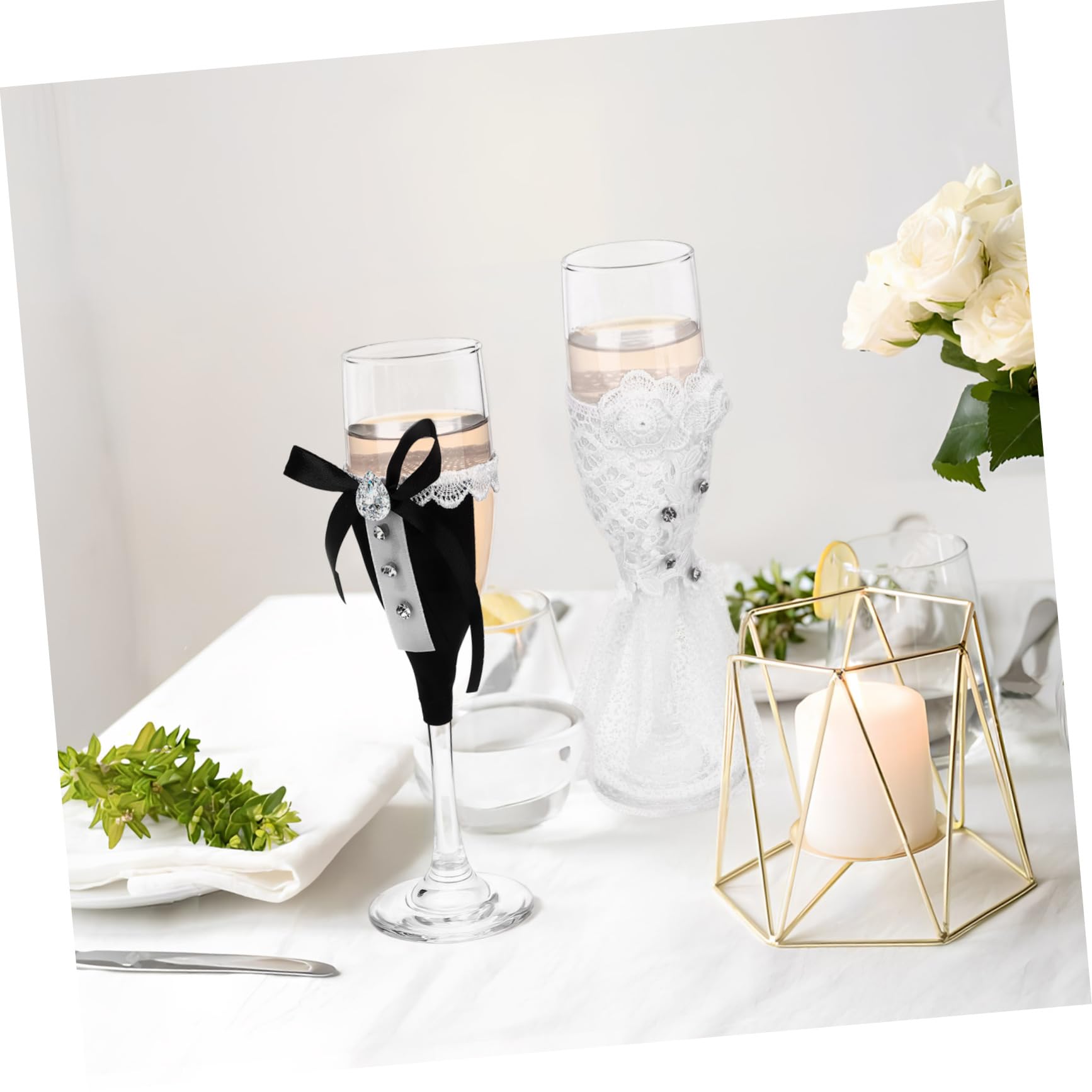 Alipis Copas de Brindis de Boda Novios, 1 Juego de Vidrio