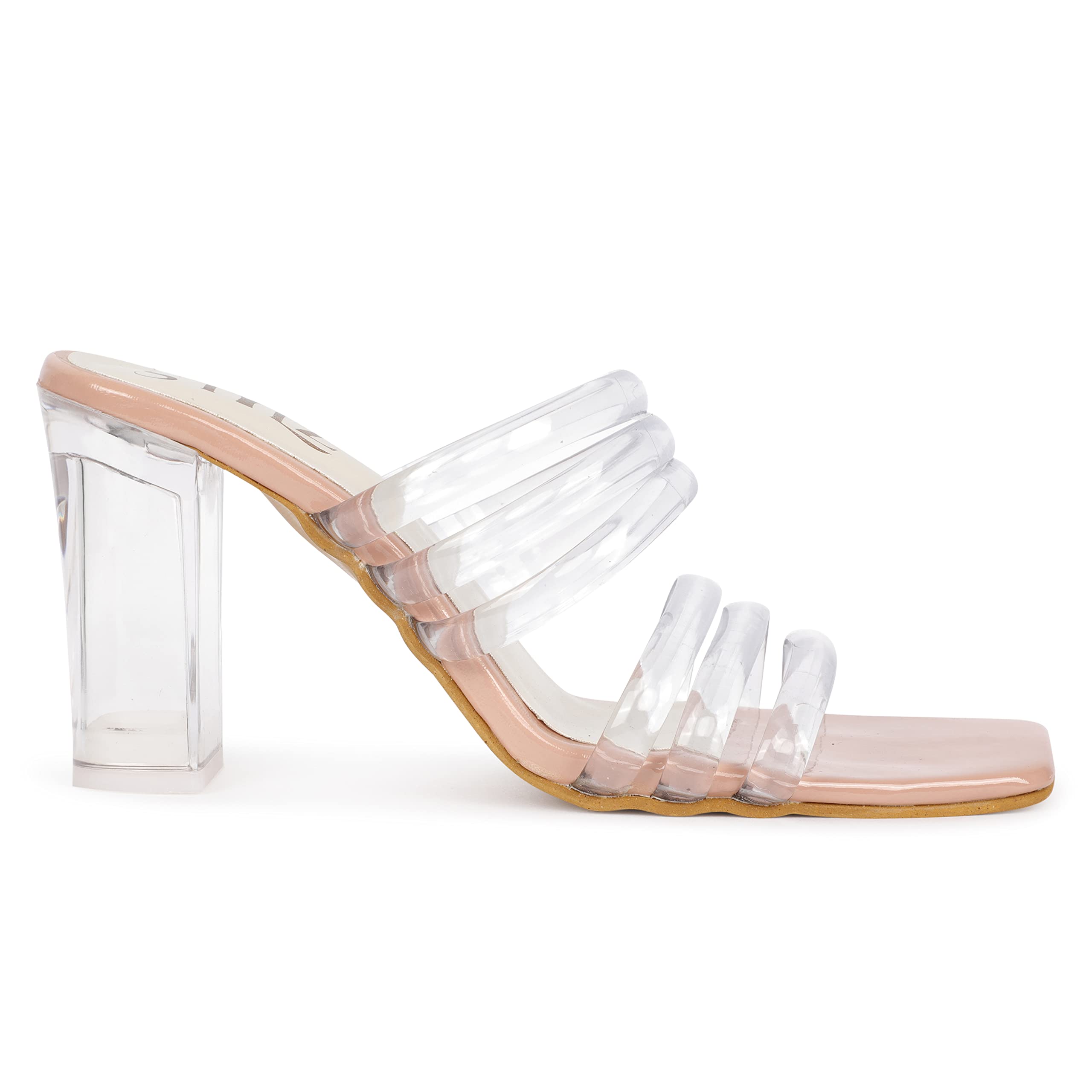 STYLZINDIA Womens Peach Transparent Clear 3 Inch Block Heel (B0BHWMJ614) Amazon Price History, Amazon Price Tracker